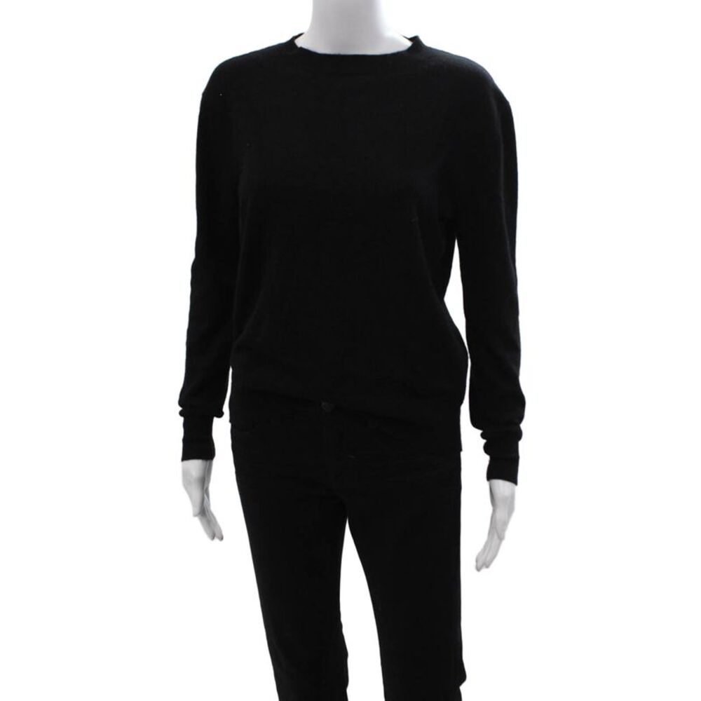 Kirna Zabete Unisex Pullover Black 100% Cashmere Crew Neck Size XS